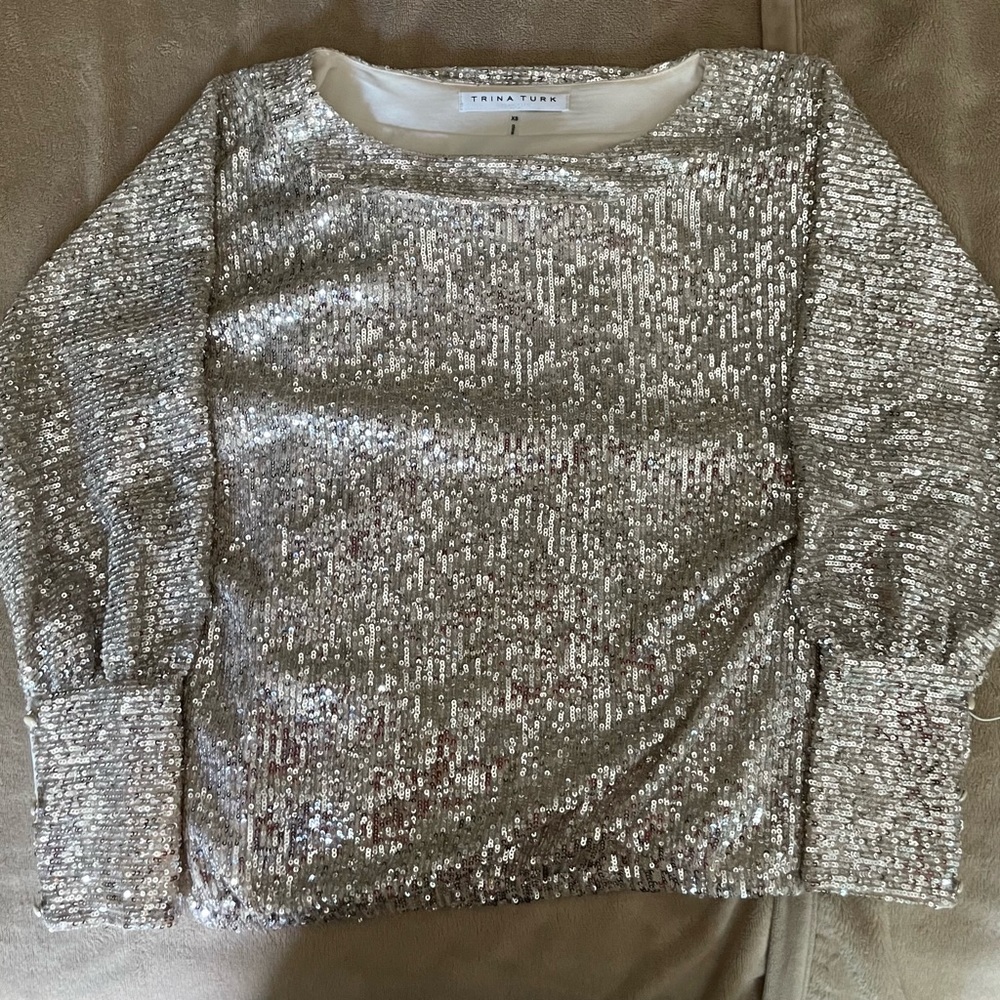 Trina Turk Long Sleeve Sequence Shirt